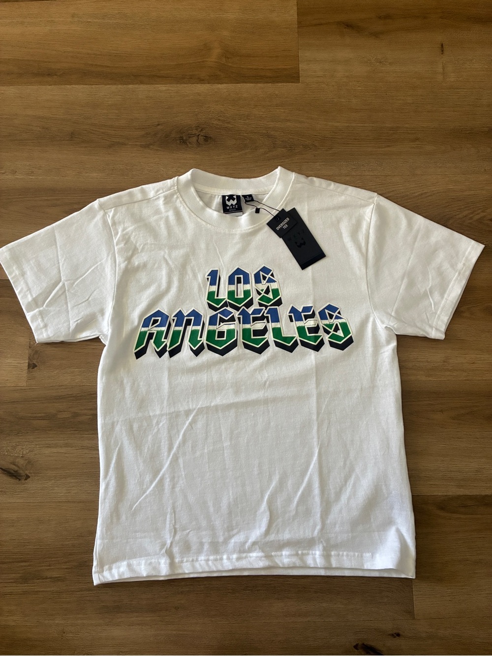 WXYZ Los Angeles Oversized Graphic T-Shirt NWT White Streetwear Tee Size Small